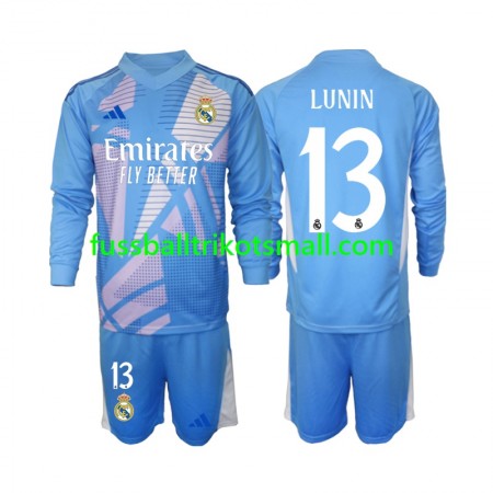 Fußballtrikots Real Madrid Andriy Lunin 13 Torwart Kinder 2024-2025 Langarm Heimtrikotsatz kaufen
